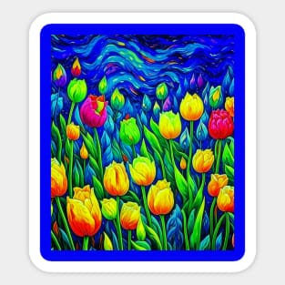 Tulips Van Gogh Style Sticker